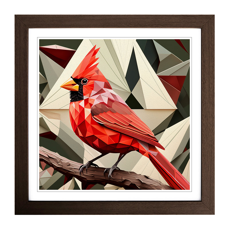 Cardinal Bird Geometric - Framed Print