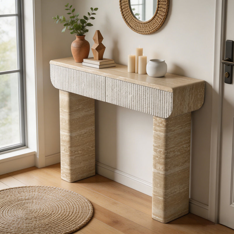 Table de 47,2 pouces en bois avec 2 tiroirs cachés