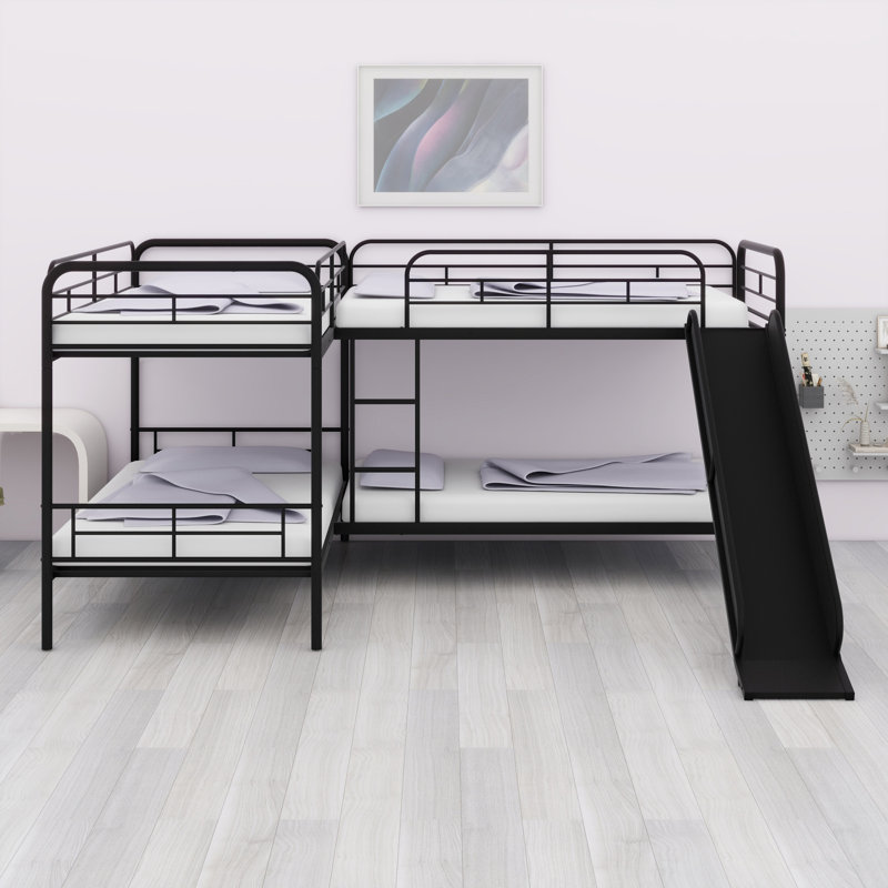 L-Shaped Bunk Bed With Slide And Ladder