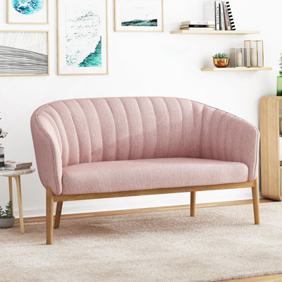 Loveseat Sofa With Channel Stitched Backrest