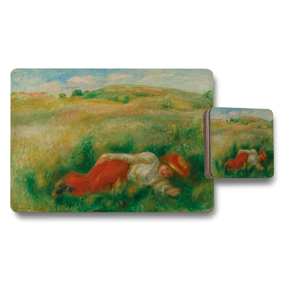 Impressionist Pastoral Field Scene Placemat And Coaster Set