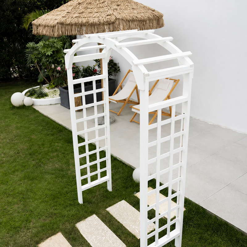 125.4cm W x 59.6cm D Solid Wood Arbour, White