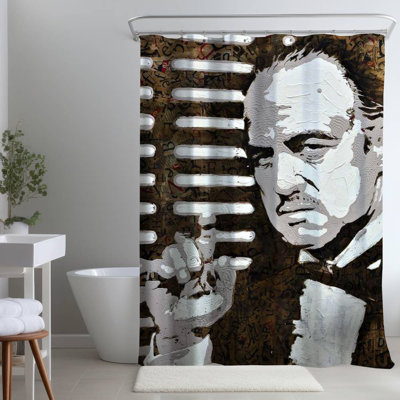 Shower Curtain FI5 – Polyester Shower Curtain, Dye Sublimation Print, 71" W × 74" L