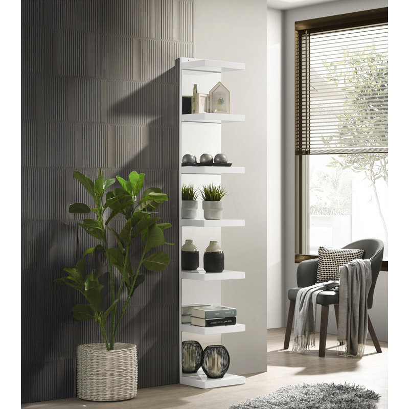1Pc Glam Open Shelving Rack With Mirrored Back