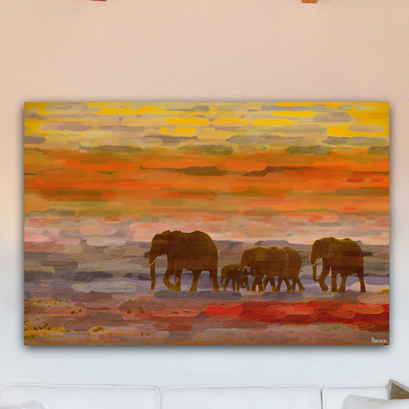 " Herd Walking " by Parvez Taj, 16" H x 24" W x 1.5" D
