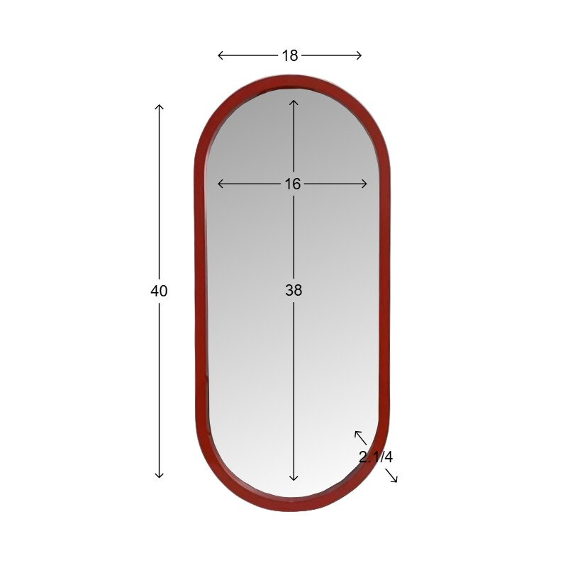 Osman Glossy Intense Rust Wall Mirror, Red