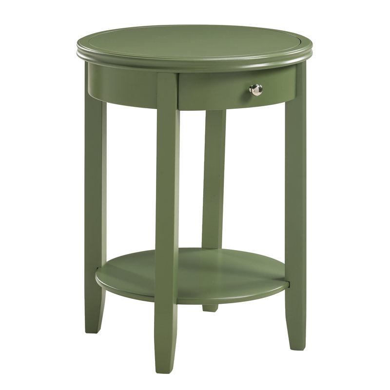 Slayter 24" Tall 1 Drawer End Table with Shelf, Dark Sage Green