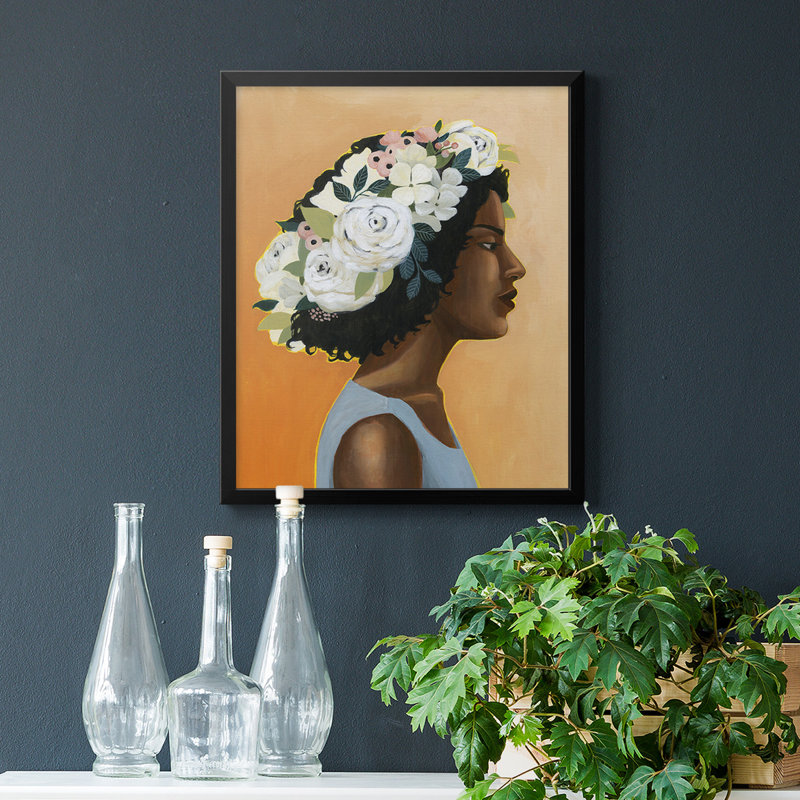Toile encadrée de qualité moderne Laurel I - prête à être accrochée, Noir, H 24 po x l 20 po