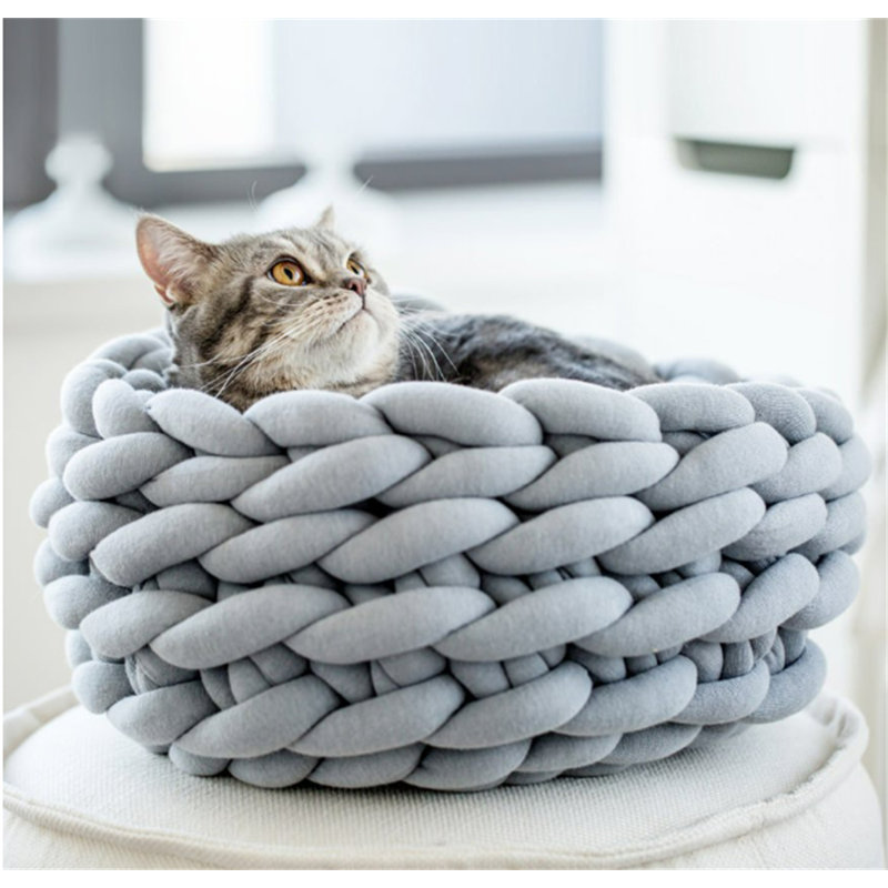 Tapis de lit pour animal de compagnie, Gris, Moyen (l 17 po x P 17 po x H 7,9 po)