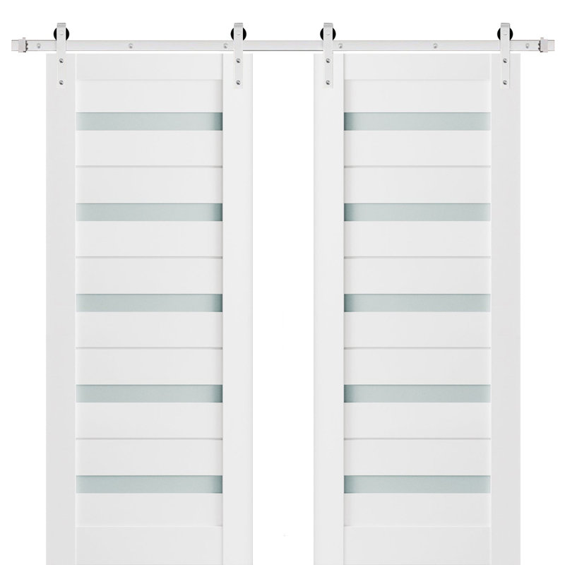 Portes de grange en bois givré Quadro, 56 po x 96 po