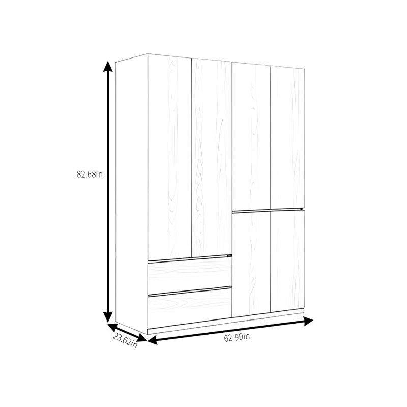 Simple And Practical Wardrobe, 82.68" H x 62.99" W x 23.62" D