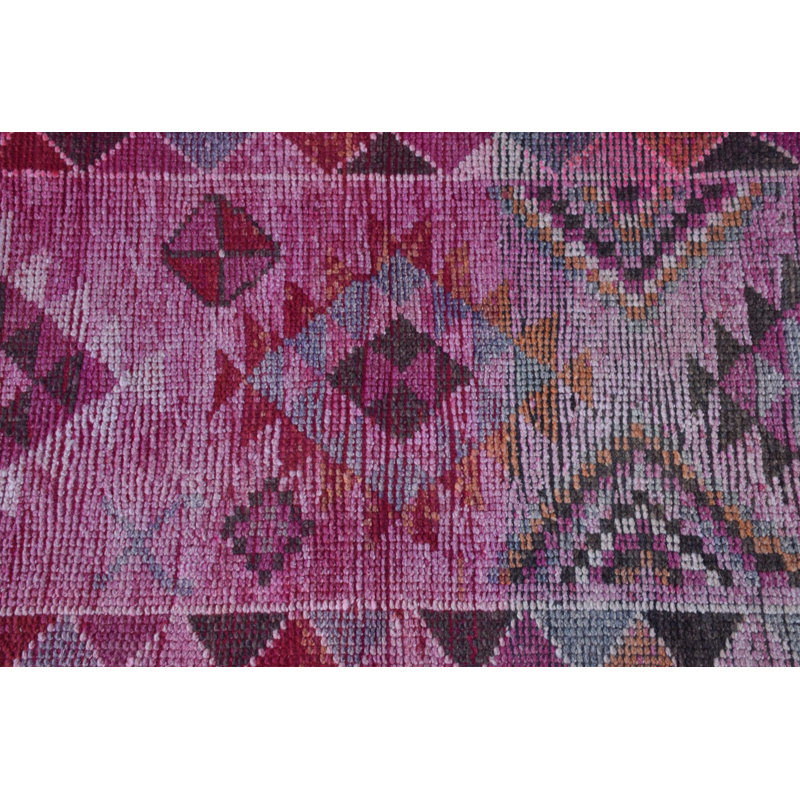 Tapis turc rétro en laine Herki rétro rose vif - idéal pour les couloirs et les couloirs