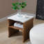2PS, table de bout moderne avec tablette de rangement Whisper Of Waves de 17,72 po, plateau de table en faux marbre avec base en placage de bois massif, table de chevet de chambre à coucher, table d'appoint d'appoint pour salon, brun noyer-1032424800-848970403