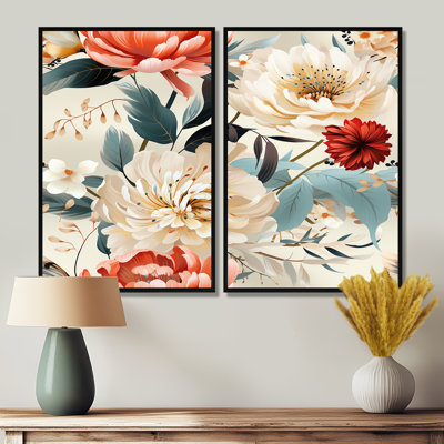 Paysage botanique moderne de couleur douce - chalet orange, impressions sur toile traditionnelles