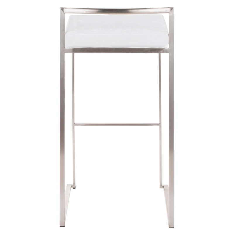 Tabouret de bar contemporain empilable, Blanc, Argent