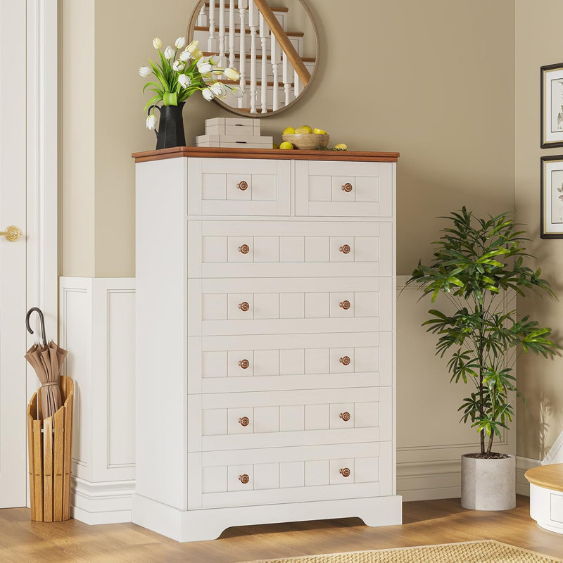 Commode 7 tiroirs Farmhouse, Blanc