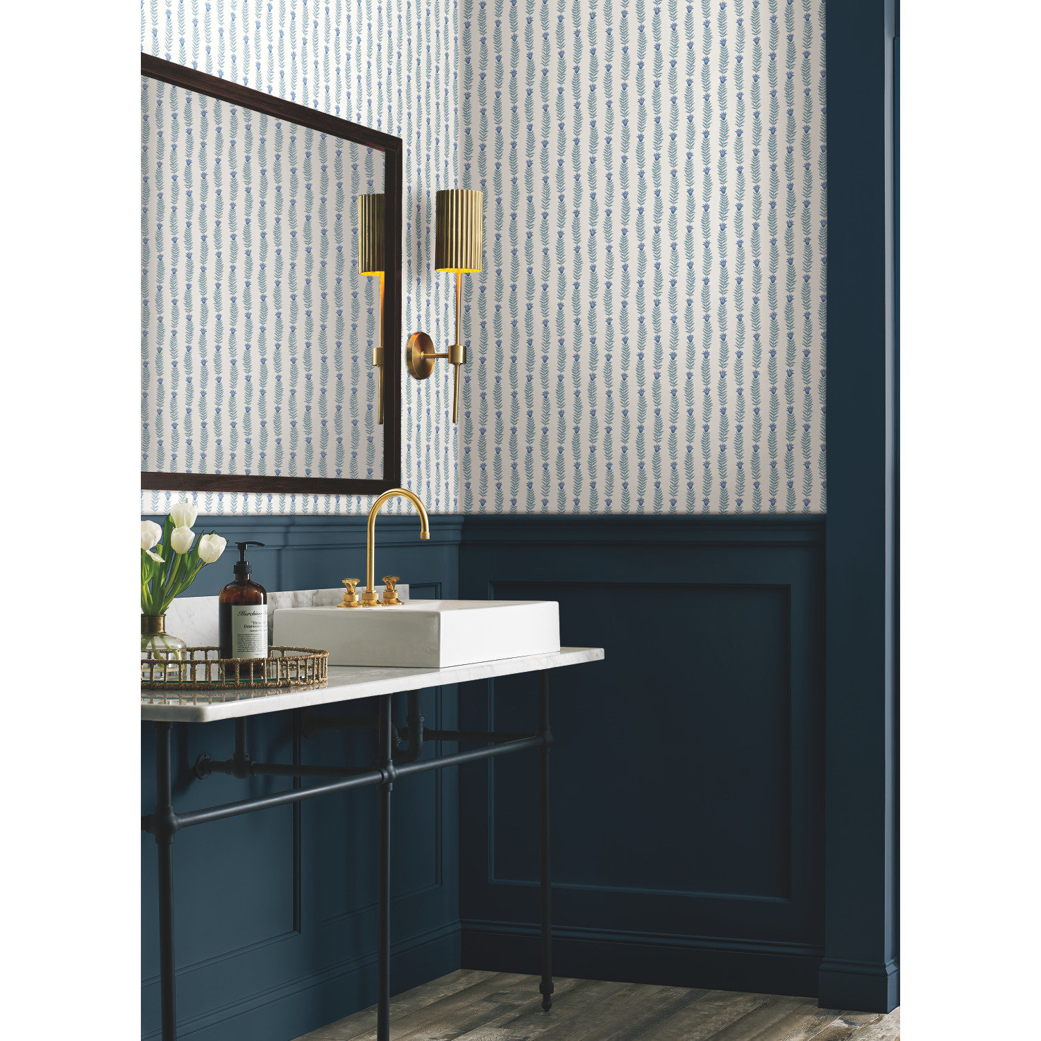 Eden Wallpaper Double Roll, White/Blue