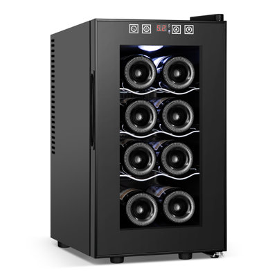 8 Bottle Wine Refrigerator Cooler, Wine Cellar With Touch Control, No Vibration & Low-e Glass Door