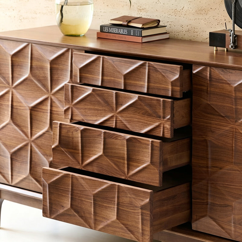 High-End Solid Wood Sideboard, 35.43" H x 62.99" W x 17.72" D