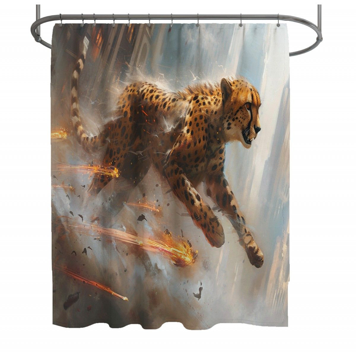 VisionDecor Cheetah Shower Curtain - Action Bathroom Decor | Wayfair