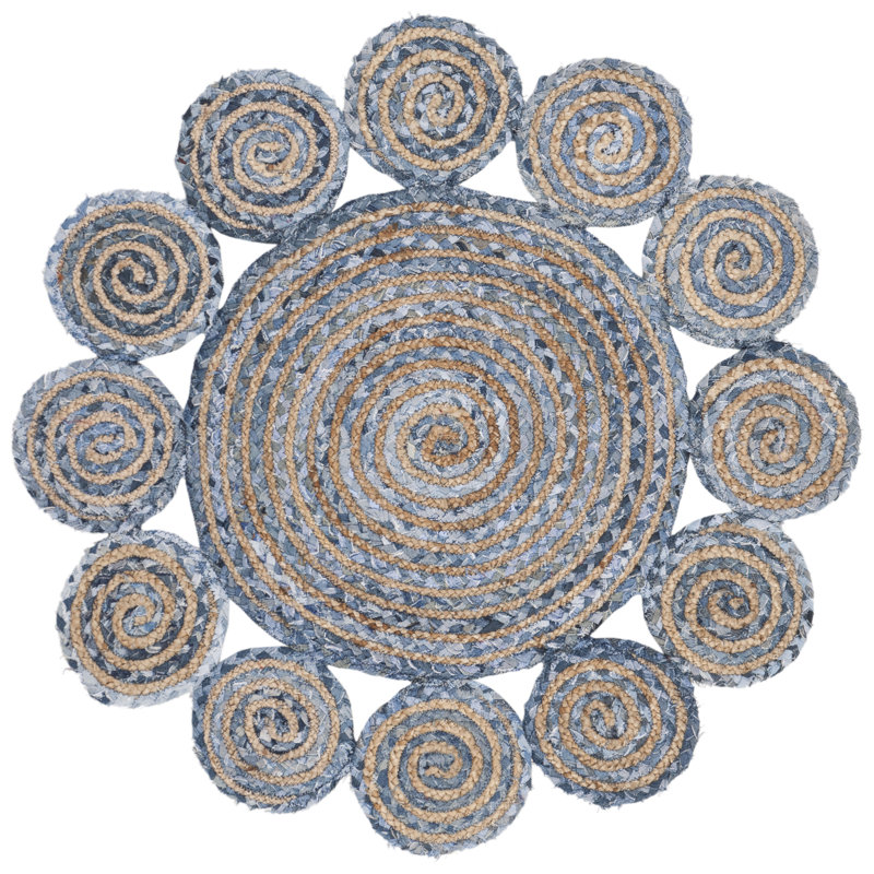 Zeitler Hand Woven Jute, Cotton Rug, Round 3'