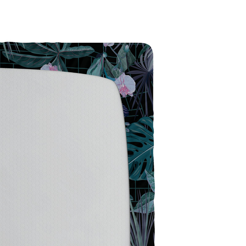 Drap-housse Ambesonne Hawaii, verdure moderne, feuilles, sarcelle, prune et rose pâle