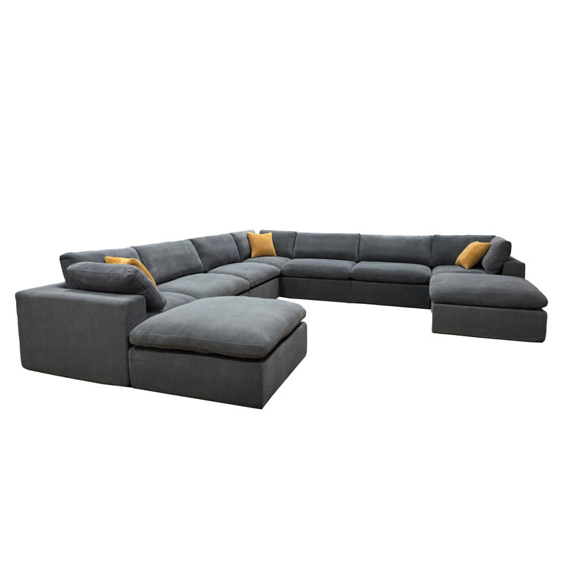 Canapé modulaire rembourré avec coussins décoratifs Upholstery, Gris clair