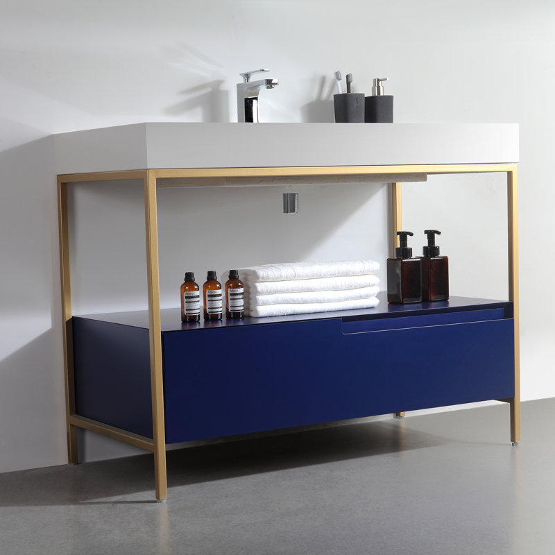 Texel 42" W Single  Vanity, Navy Blue, White, White