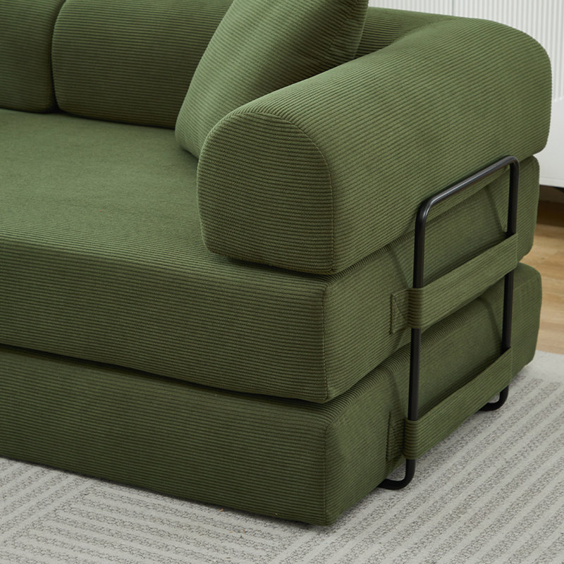 Canapé-lit pliant, canapé-lit convertible 78,5 po avec 2 coussins, Vert
