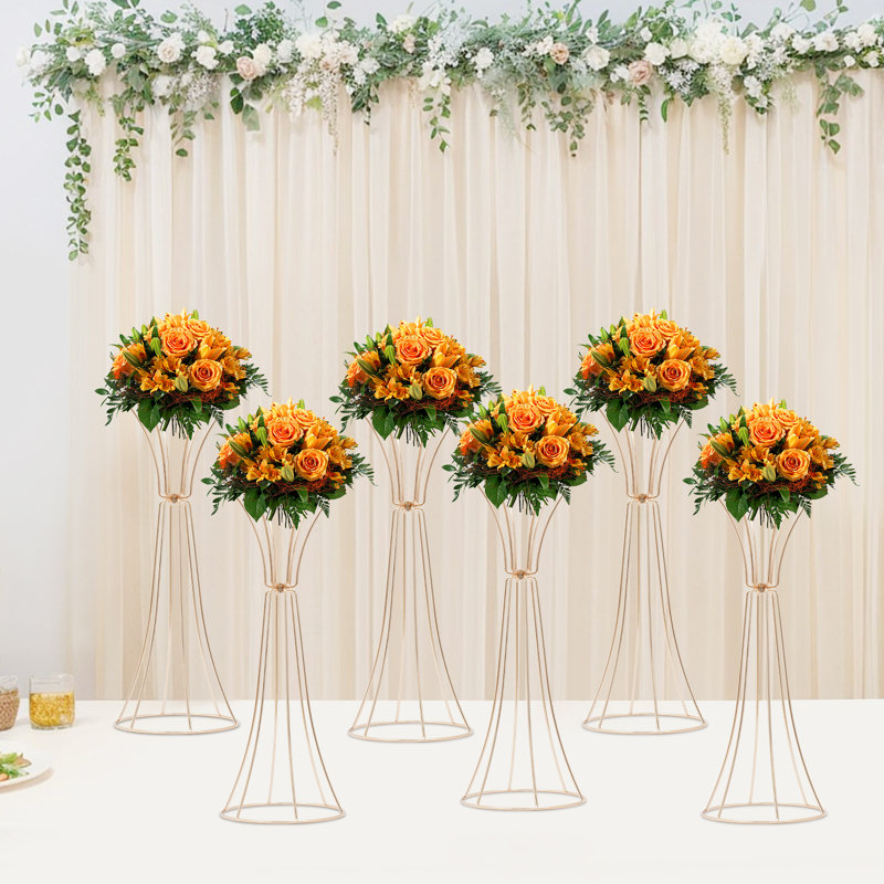 6Pcs Wedding Metal Flower Stand, Gold