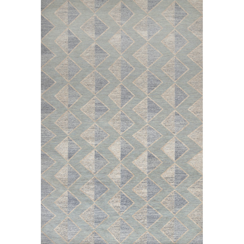 Textures Wool Geometric Area Rug in Blue, Rectangle 10' x 14'