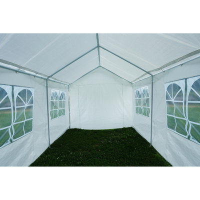 Abri d'auto 10 pi x 20 pi avec tiges de mise à la terre robustes - structure triangulaire pour la stabilité, parois latérales amovibles, abri de garage imperméable, cadre de fenêtre, fermeté, tiges, matériaux