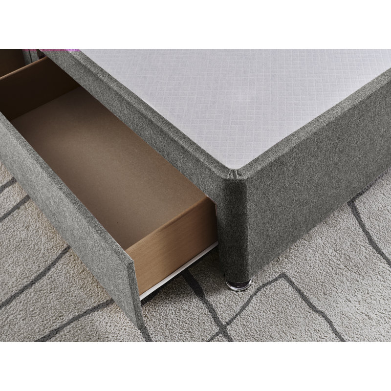 Wool Divan Bed Base, Pewter, Kingsize (5'), 2 Left Side Drawers