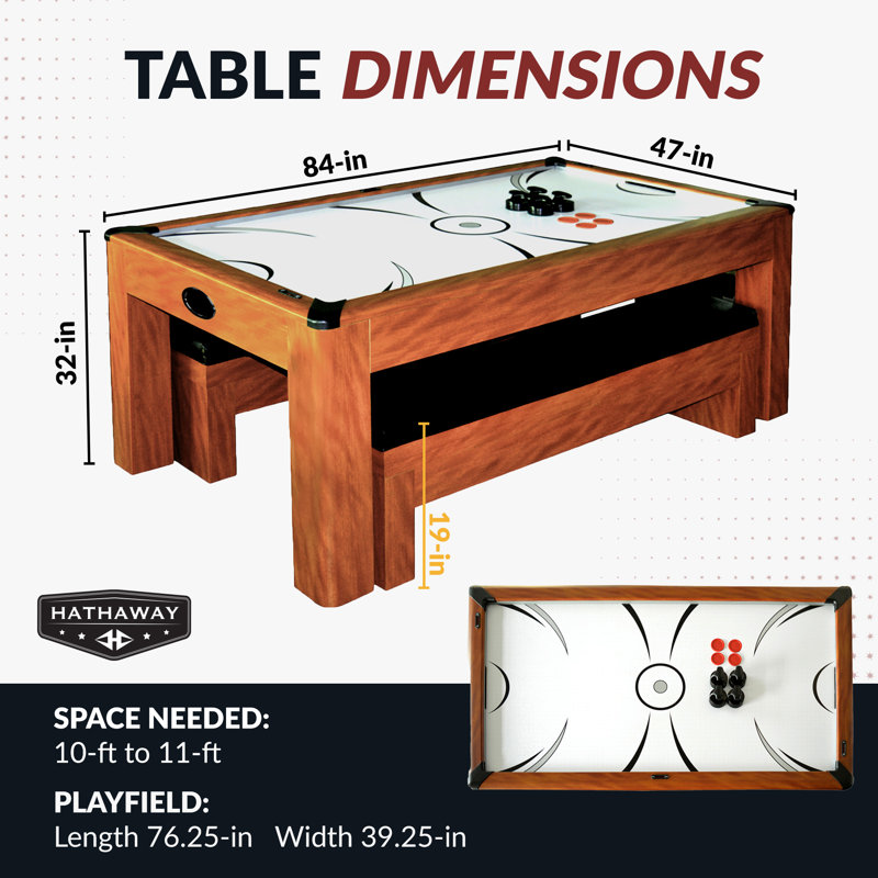 84" Light Cherry MDF Multi-Functional Air Hockey Table with Benches