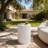 Modern Outdoor Coffee Table with Wavy Fluted Design
