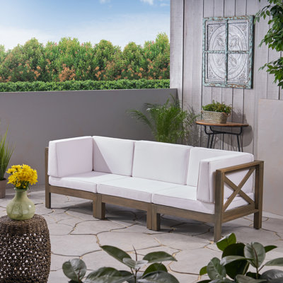 30.3'' Wide Wood Patio Sofa with Cushions