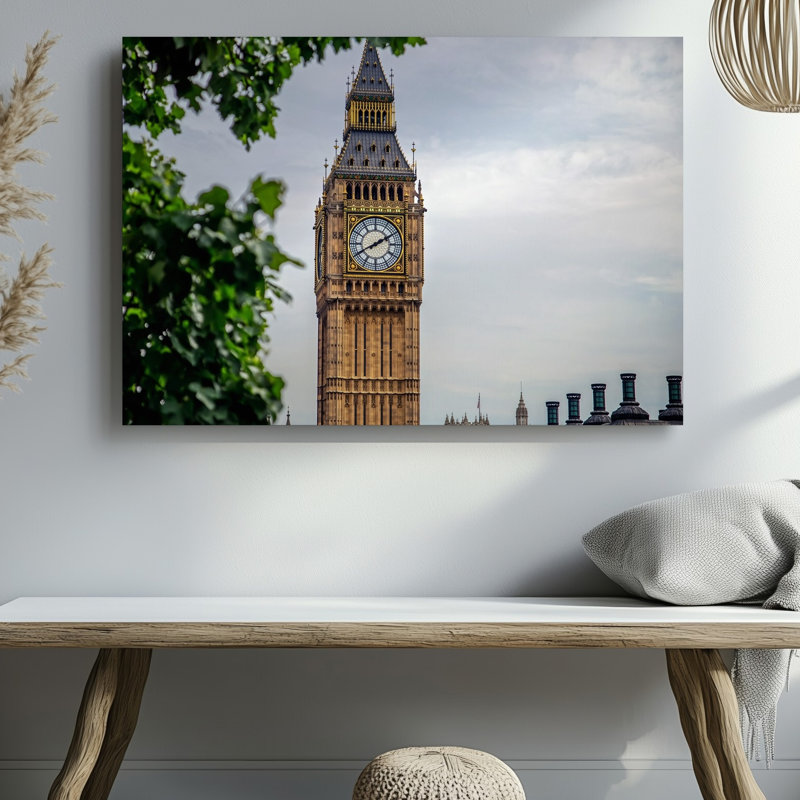 Toile, vue majestueuse de la tour de l'horloge emblématique de Big Ben à Londres, debout avec architecture gothique complexe