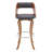29" Swivel Gray Faux Leather And Walnut Wood Bar Stool
