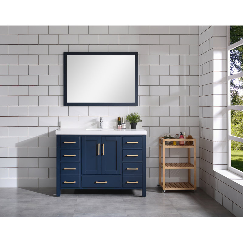 Ensemble de meuble-lavabo simple 42 po Uckfield, Blanc, Bleu marine