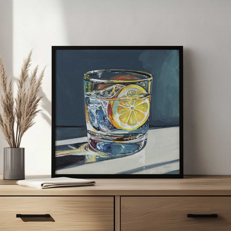 «Clear Cocktail With Lemon» par Kate Jarvik Birch, reproduction d'art, L 12 po x H 12 po, Blanc, Impression encadrée