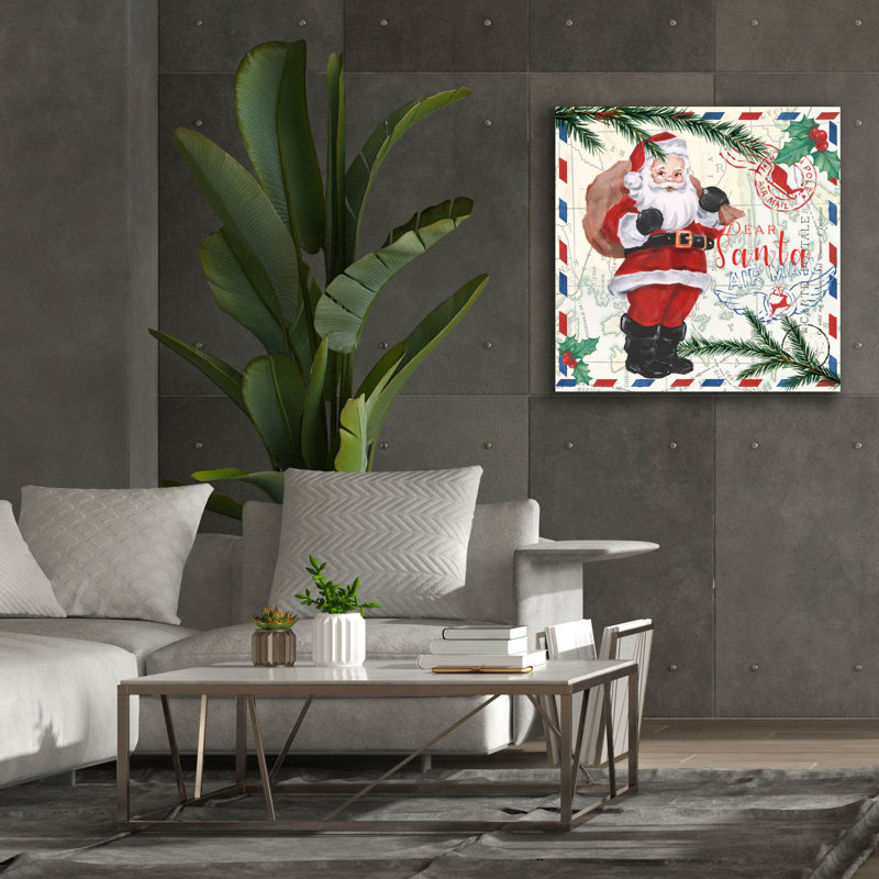 «Christmas Par Avion 1» par Ethan Harper, art mural sur toile, H 37 po x l 37 po x P 1,5 po