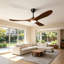 Ventilateur de plafond en bois massif avec lumière
