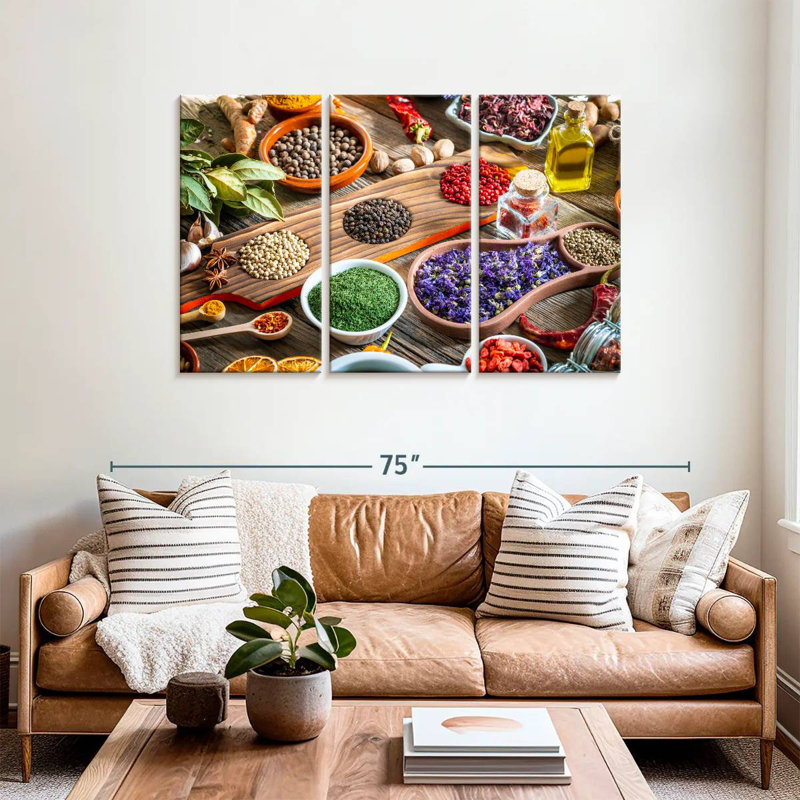 Yarlin Rustic Kitchen Herbs And Spices, 36" H x 57" W