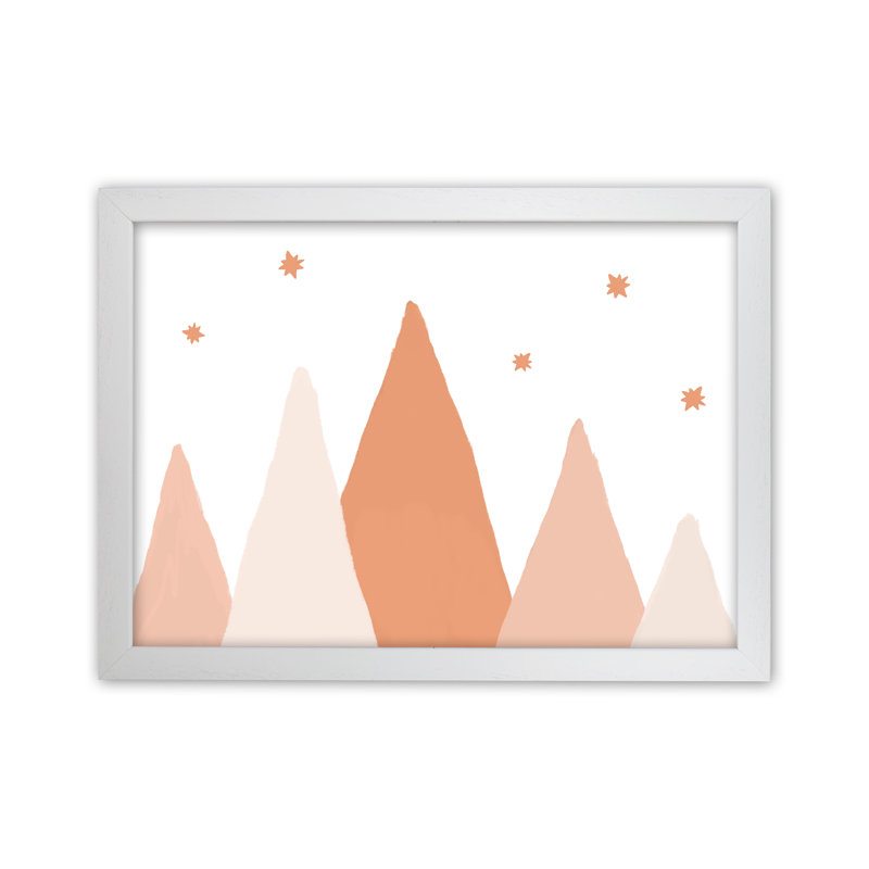 Blush Mountains By Orara - Print, 88cm H x 64cm W x 3cm D, White Framed