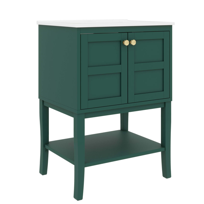 Meuble-lavabo 24 po avec lavabo au-dessus du comptoir, armoire moderne à deux portes et meuble-lavabo simple