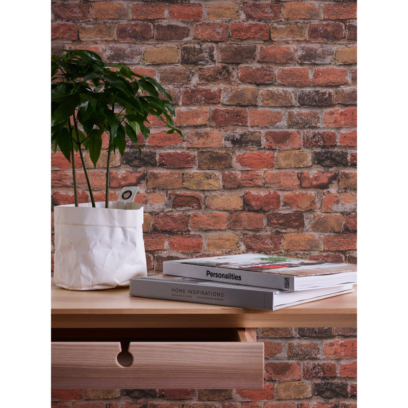Bricks and More Collection Authentic Brick Wallpaper Roll, Red