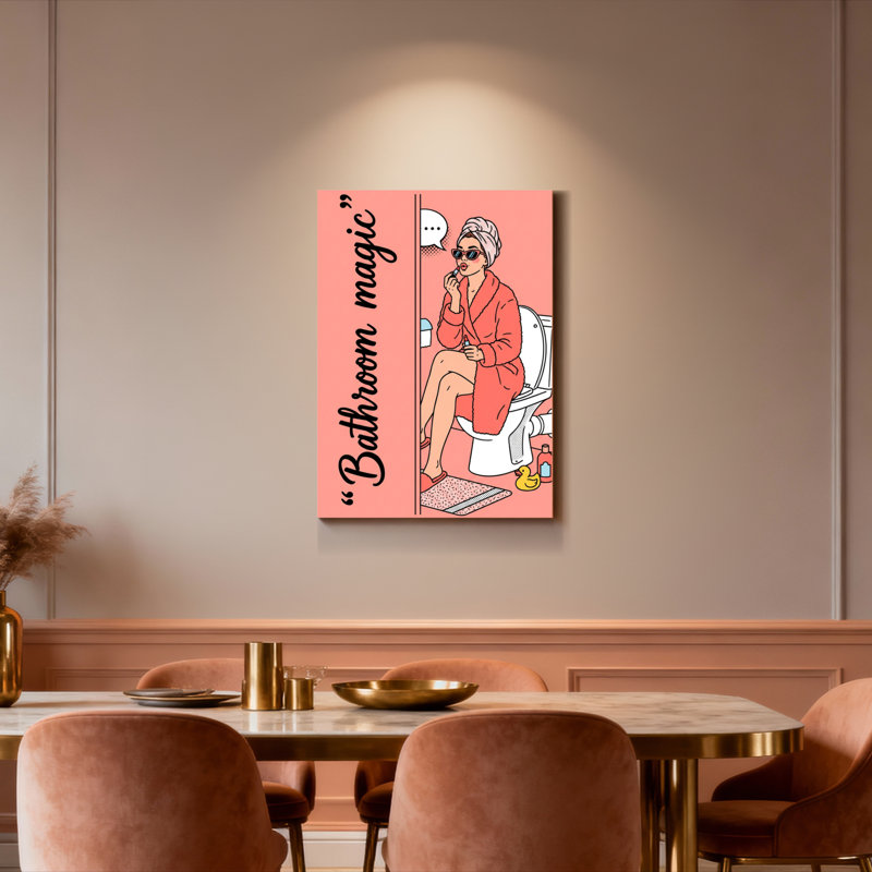 «Bathroom Bathroom Magic Woman In Robe And Sun Sun» sur toile tendue, reproduction d'art sur toile, ensemble de 1