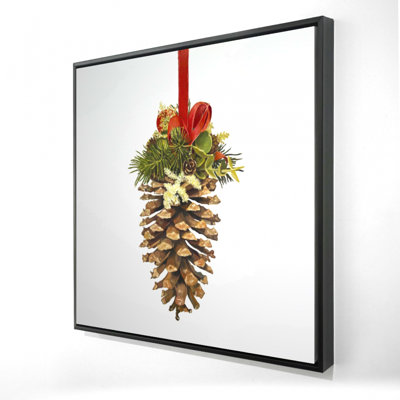 Christmas Pine Cone Canvas - Rustic Trees Framed Home Decor