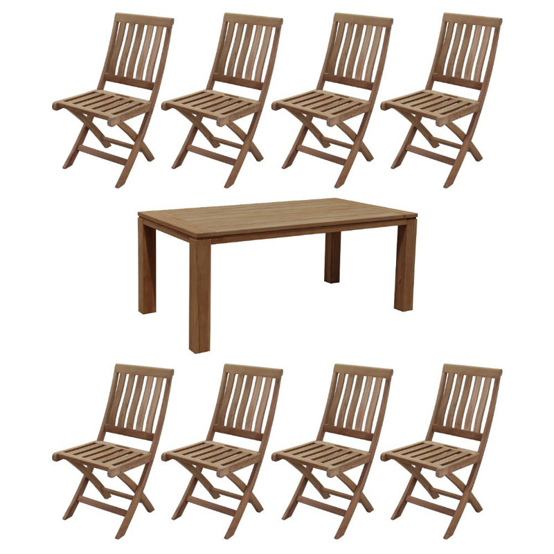6 - Person Teak Wood Patio Dining Set with Rectangular Table