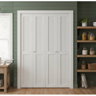 Solid Manufactured Wood Pre-drilled Louvred Bi-Fold Door With Installation Hardware Kit